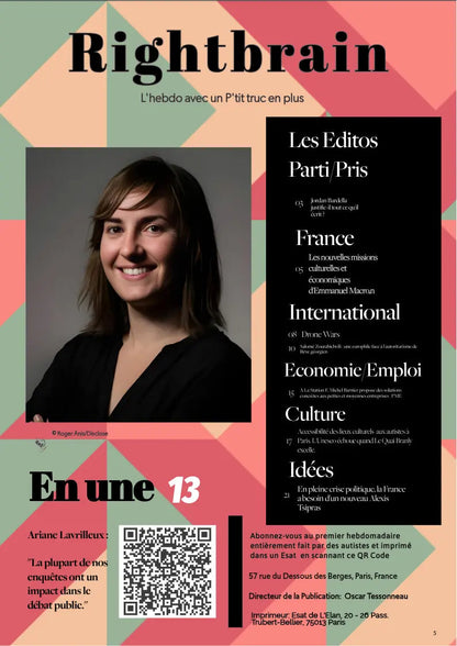 Ariane Lavrilleux: « Une demande forte du public garantit un avenir prometteur à l’investigation. » - Rightbrain Magazine store