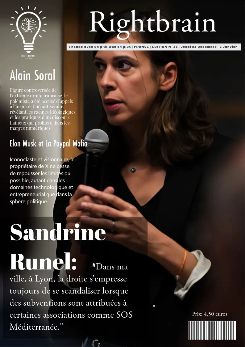 Sandrine Runel: "Dans ma ville, à Lyon, la droite s’empresse toujours de se scandaliser lorsque des subventions sont attribuées à certaines associations comme SOS Méditerranée." - Rightbrain Magazine store